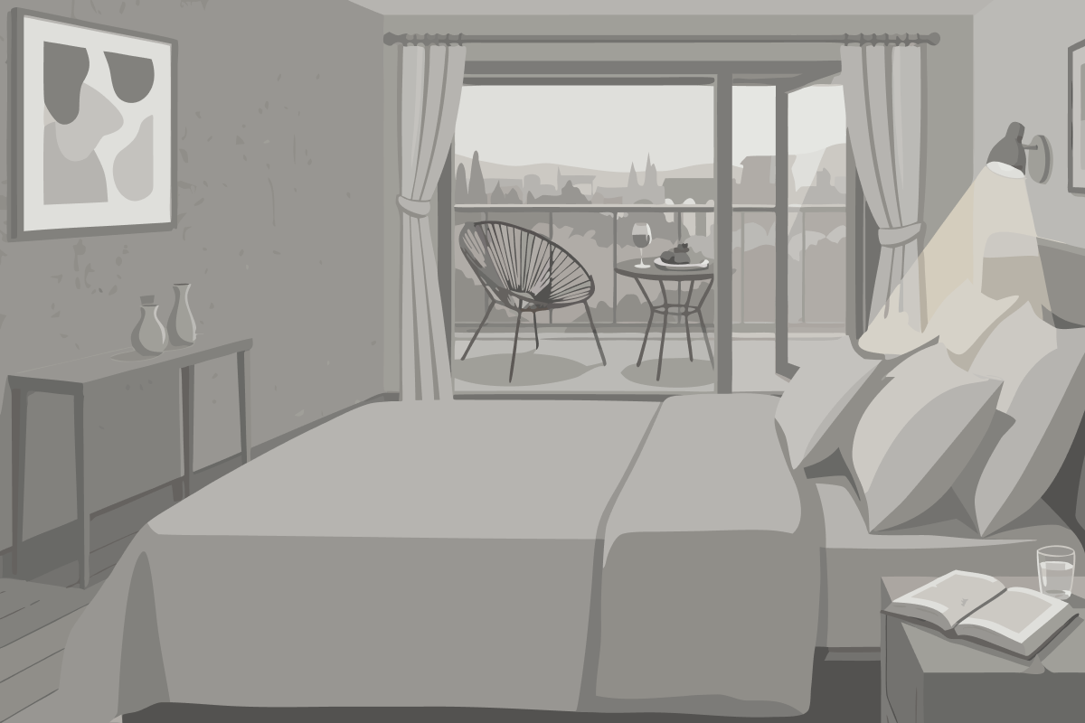 Habitación con cama extragrande.